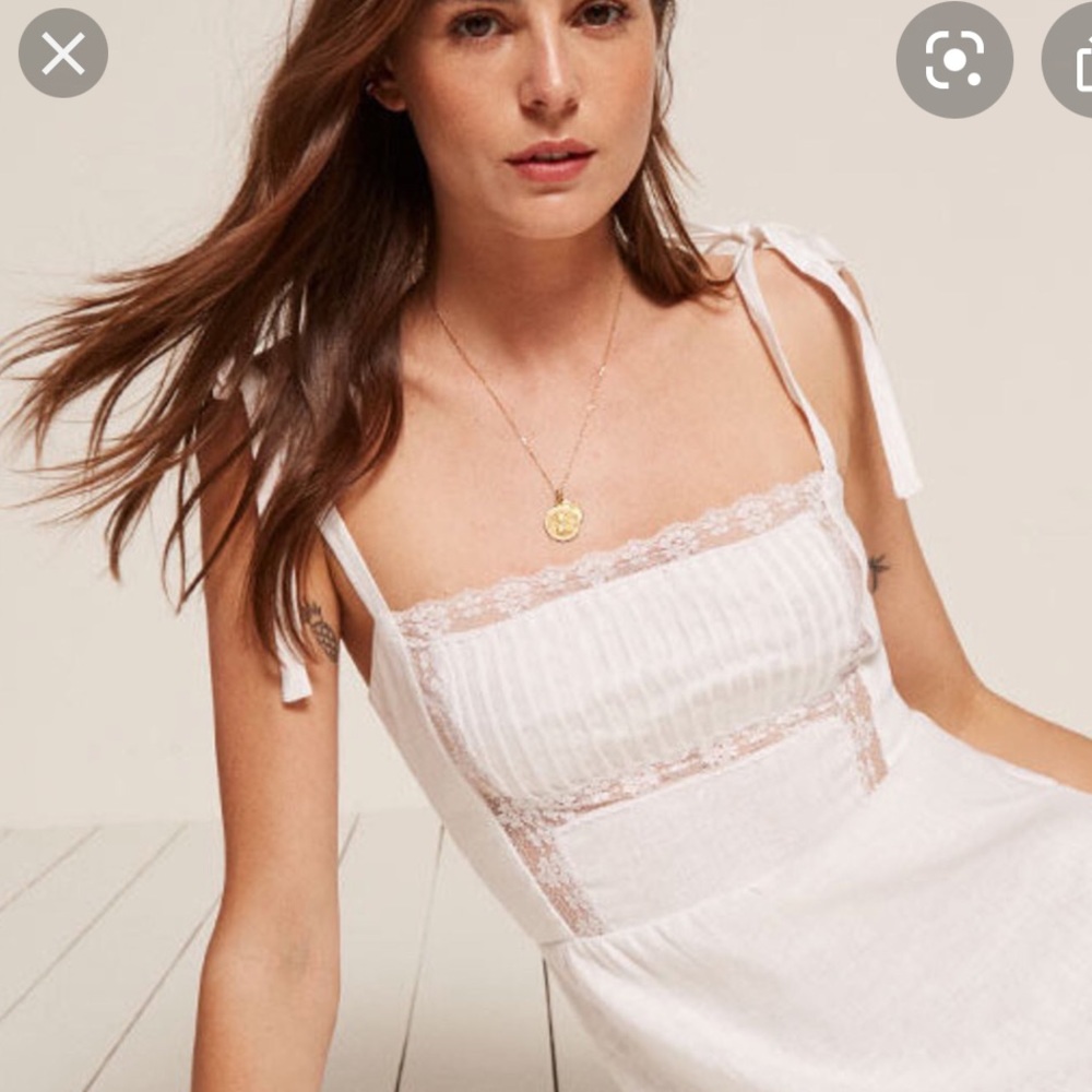Reformation lace linen dress white